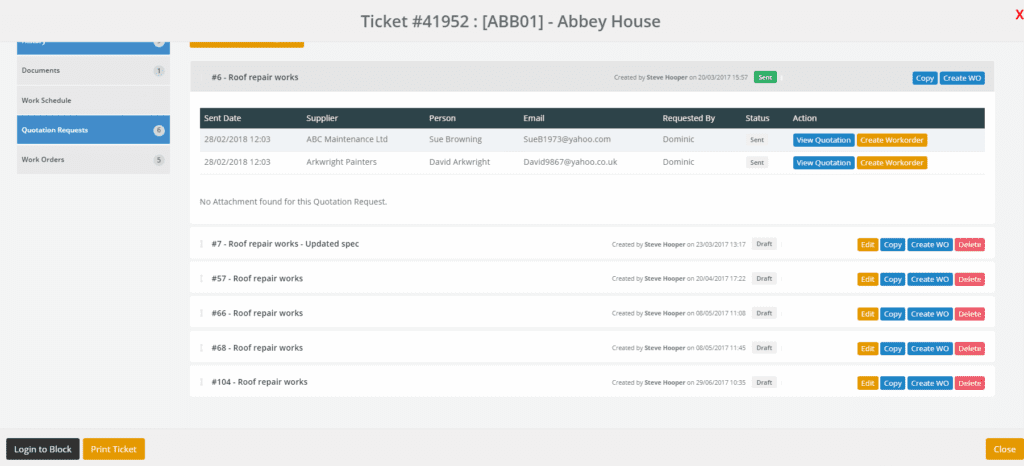 Quotation and Work orders