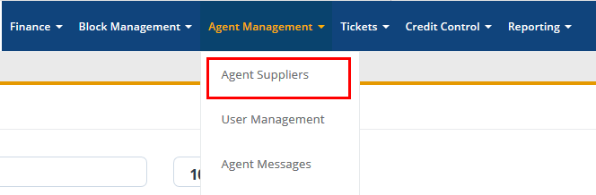 Agent Suppliers - Menu